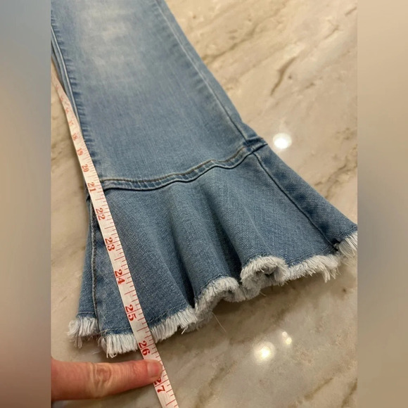 For the Republic Ruffle Trumpet Flare Fringe Bell Bottom Crop Jeans sz 2 / 25 - Picture 8 of 12